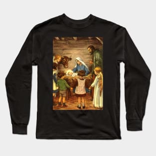 Vintage Christmas Nativity Scene Long Sleeve T-Shirt